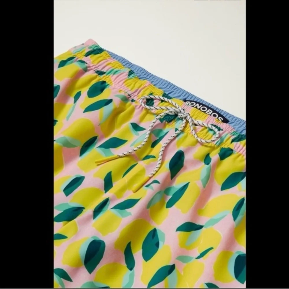 Bonobos Riviera Swim Trunks Board Shorts Painted Lemons‎ Pockets Size Large